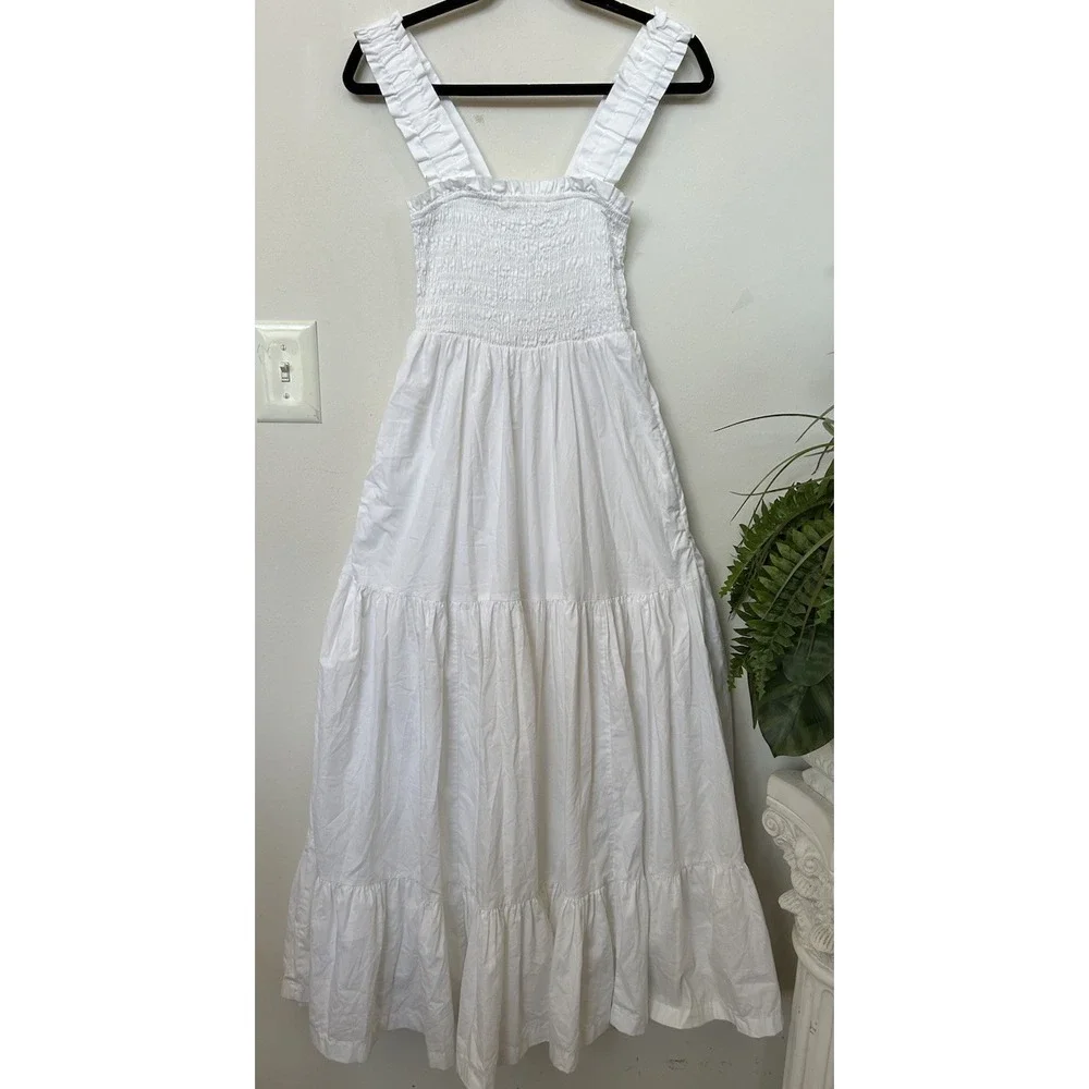Abercrombie Sydney Smocked Tiered Maxi Dress White Cotton S Cottagecore Nap